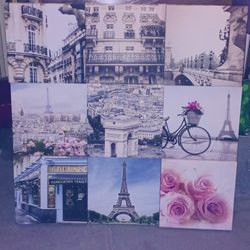 Paris Themed Collage 12 X 12 Art On Canvas 36 X 36 