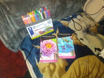 Coloring Pencils Pens And Coloring Book