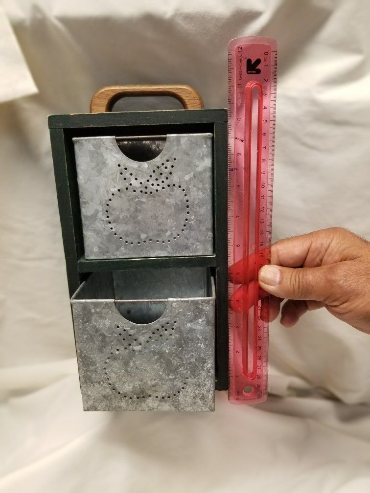Decorative 2 Drawer Box With Tin Punched Design