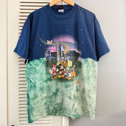 Vintage 90’s DISNEY ANIMATION California Adventure Tie Dye All Over Print T-shirt
