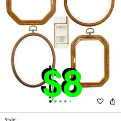 LAMXD - 4 Sizes Imitated Wood Multiple Shapes Embroidery Hoop Set Plastic Circle Cross Stitch Hoop Rings for DIY Craft Sewing, Small Faux Wooden Embro