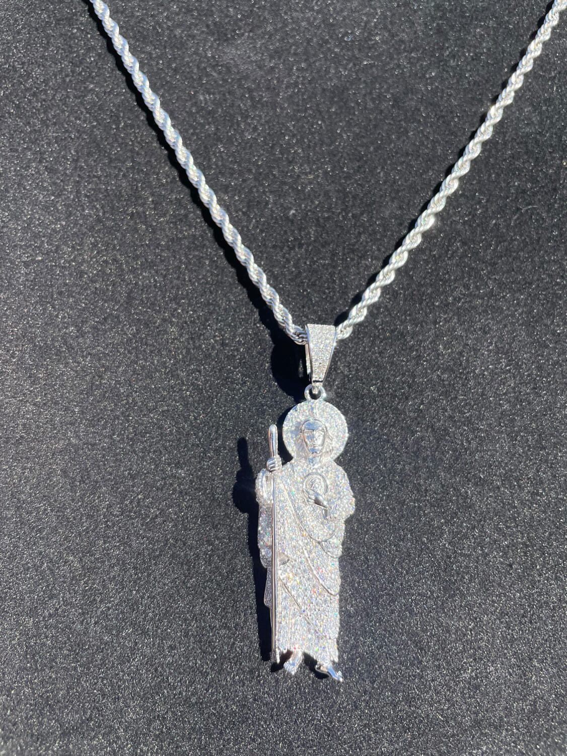 San Judas Moissanite Pendant With Chain