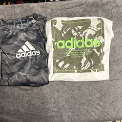 2 Mens Pre Owned Adidas Size Large Gym Shirts