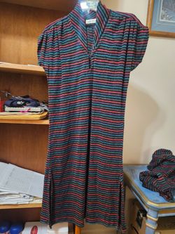 Rumors California Multicolored XLarge S/S High-Neck Tunic Dress Vintage