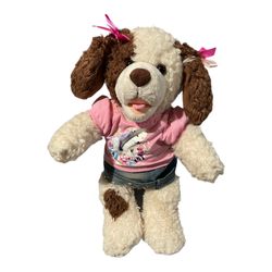 Build a Bear Dog Fluffy Floppy Ear Plush Stuffed Animal Brown Spotted 16” 2013