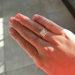 3ct Princess Cut Lab Diamond On 14k Solid Gold Band