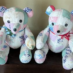 Pair of Patchwork Quilt Teddy Bears