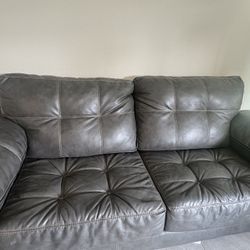 Set Of Two Synthetic Leather Couches