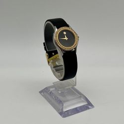 Movado Museum Ladies Watch With Gold + Diamond Bezel