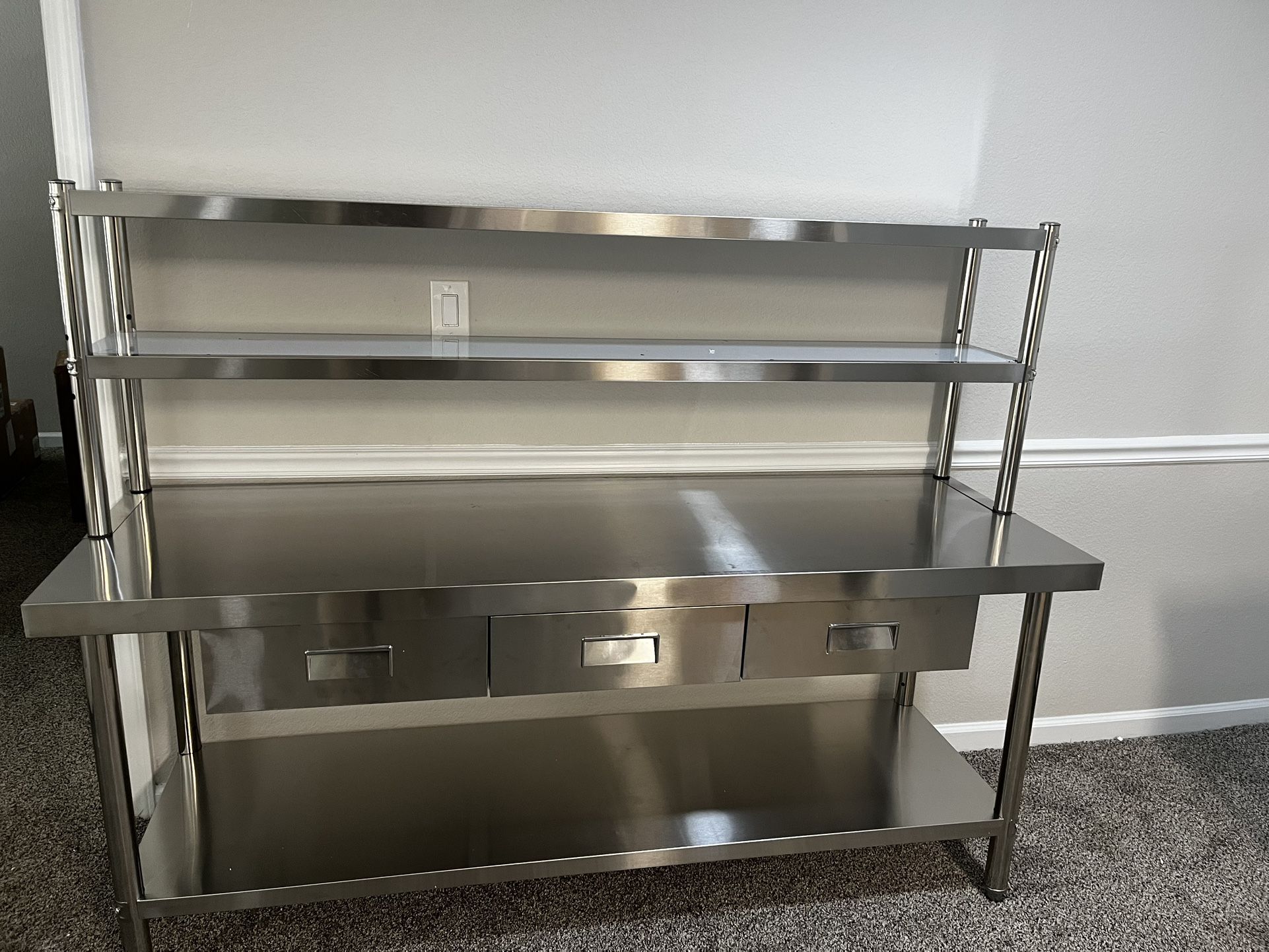 YITAHOME 72"x24" StainlessSteel Work Table with 3 Drawers