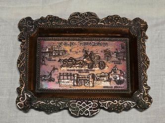Vintage Embossed Copper-toned Metal Tray