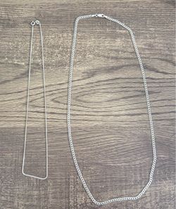 (2) Sterling Silver Chain Necklaces