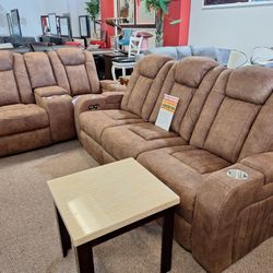 60703.... Power Recliner Sofa And Love Seat 