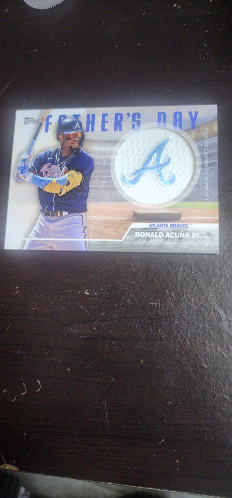 2023 Topps Series 2 Ronald Acuna Jr Father's Day Patch Black /299 Braves