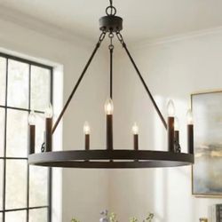 *NEW* 9-Light Matte Black Metal Chandelier