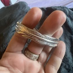 Sterling Silver Feather Style Cuff Bracelet 