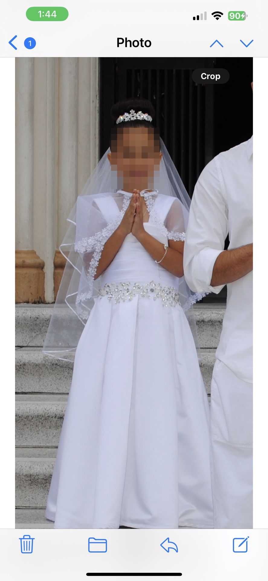 First Communion/Flower Girl Dress, Veil & Shoulder Wrap