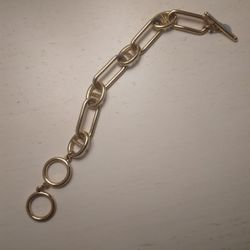 14 Karat Gold Plated Sterling Paperclip Toggle Bracelet