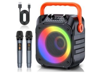Karaoke Machine with 2 Wireless Microphones,Portable Karaoke Machine for Adults & Kids,Karaoke Microphone with PA System,Karaoke Speaker Supports for