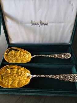 Godinger Strawberry Serving Spoon Set w/ Neiman Marcus Box