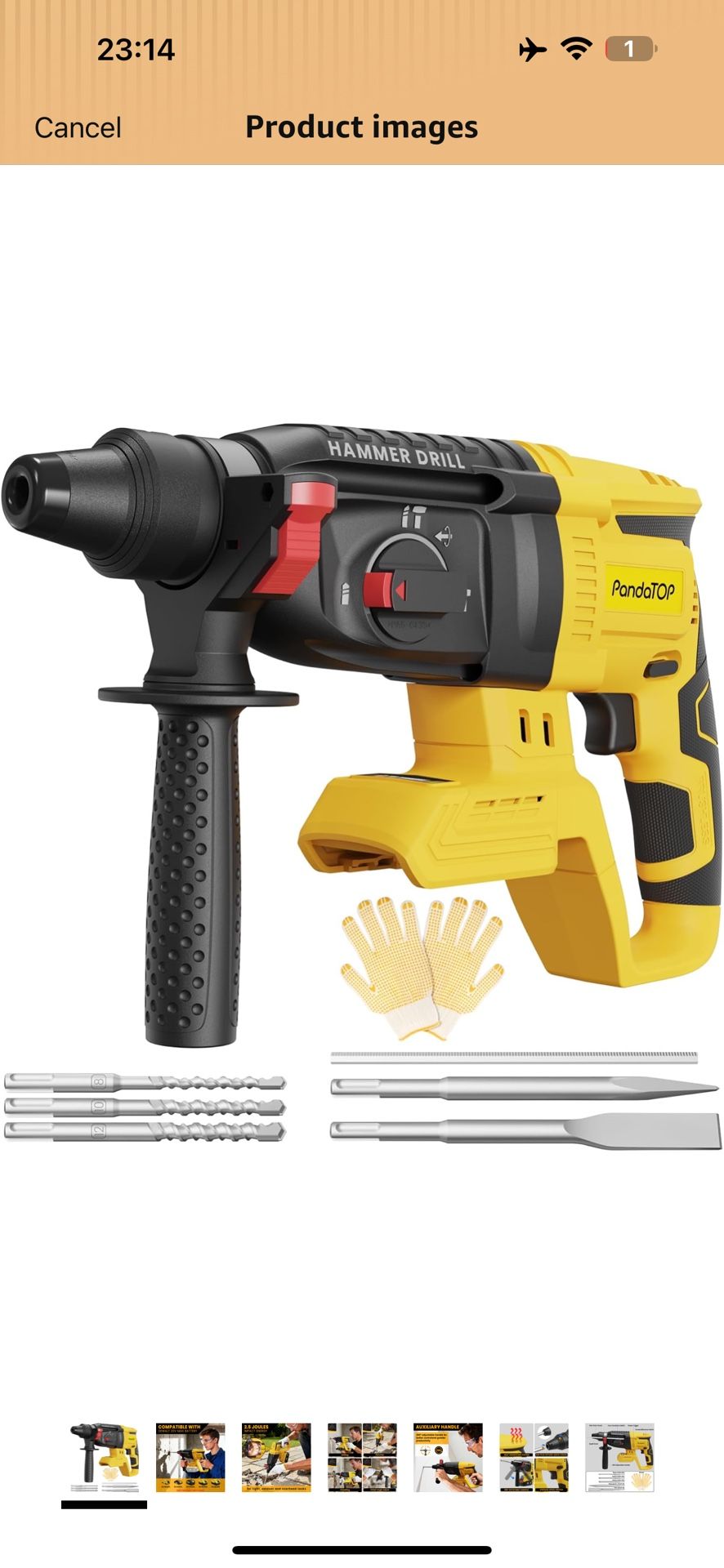 SDS Plus Cordless Rotary Hammer Drill for Dewalt 20v Max Battery, Hammer Drill 20v Brushless for Concrete/Masonry/Wood/Metal, Rotomartillo, 4 Function