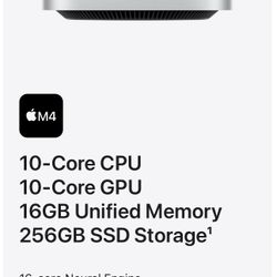 2024 Mac Mini M4, 16GB Memory, 256GB SSD + Keyboard
