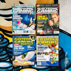 Electronic Gaming Magazine Lot Of 4, Vintage Retro, RARE With All Inserts. GREAT
