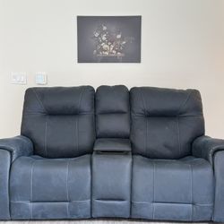 Kingston 3 Power Console Loveseat – Canyon Ocean Blue | Like New
