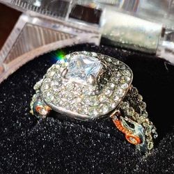 Engagement Ring Set Size 5, 14k Gold Plated 