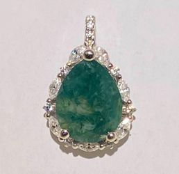 Moss Agate Silver Pendant 925