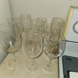 Nine Really Nice Wine Glasses. Some From Local Wineries