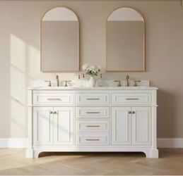 White Bath Vanity w/  Engineered Marble Top (Assembled)