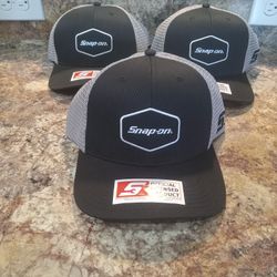 Lot Of 3 Snap-on Black & Grey Mesh Snapback Hats New