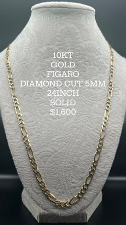 10KT GOLD FIGARO DIAMOND CUT 5MM 24INCH SOLID