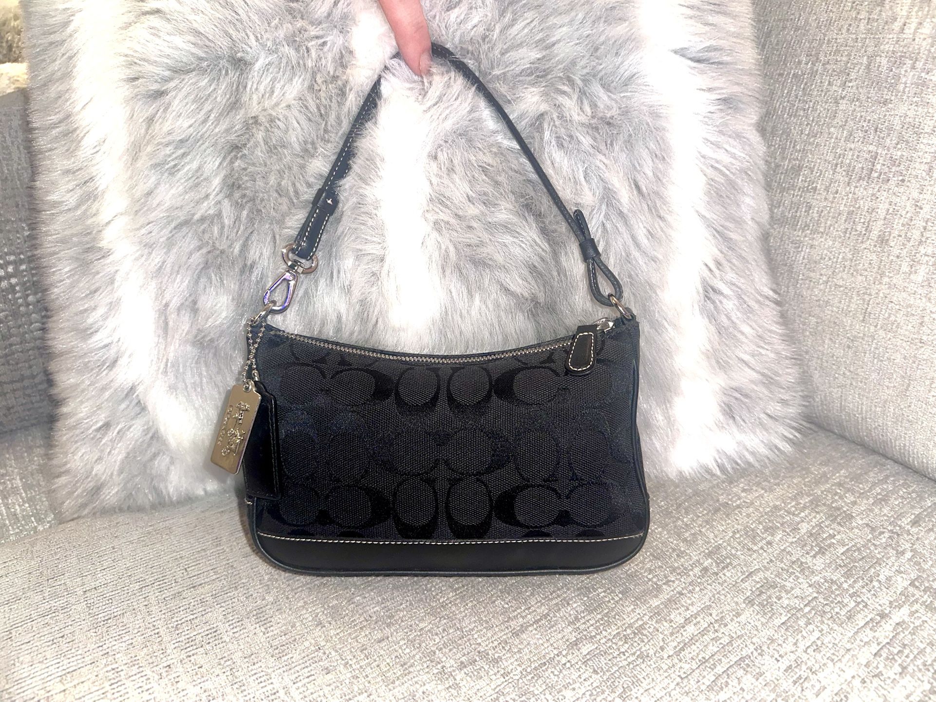 Coach Black Signature Monogram Mini Demi Bag