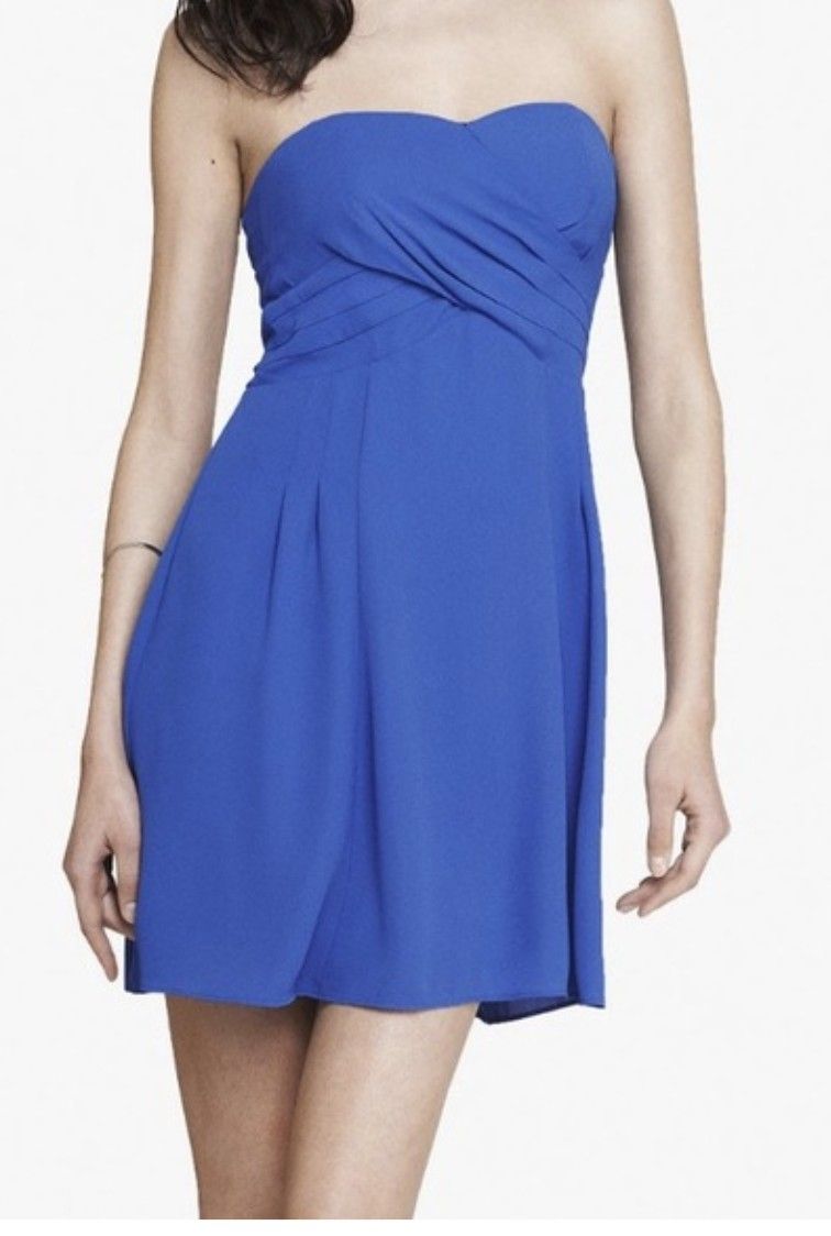 Express Blue Strapless Dress