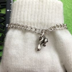 Sterling Silver Bracelet Dolphin Charm,6.5” Long ,12 grams ,KC.please Look At My Profile To See All Items 