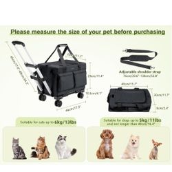 Pecute Cat Carrier With Wheels.    Grey. 