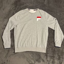 Fila Grey Embroidered Logo Pullover Sweatshirt