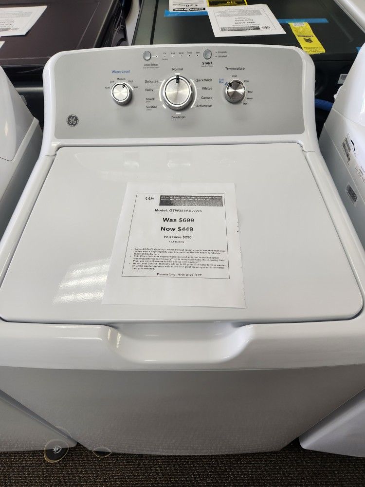 4.3 cu. ft. Top Load Washer in White with Dual Action Agitator and Sanitize with Oxi