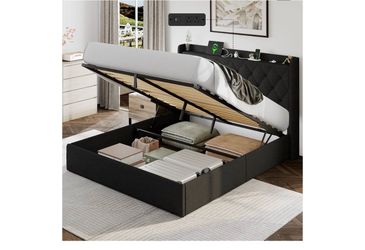 Queen Lift Up Storage Bed Frame with Headboard