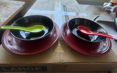 2-Person Dining Set – Ceramic Plates, Bowls & Spoons – $10