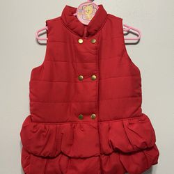 Girls Kids Headquarters Red Puffer Vest. Size 6