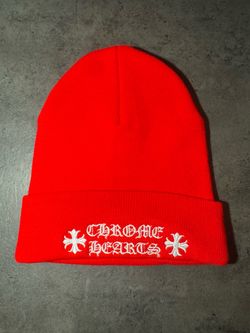 Chrome hearts embroidered red beanie