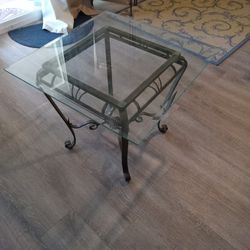 Metal & Glass Side End Table