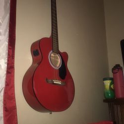 Red Fender Acoustic Electric Guitar