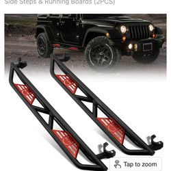 Running boards , step bars black with red for Jeep Wrangler JK 4dr