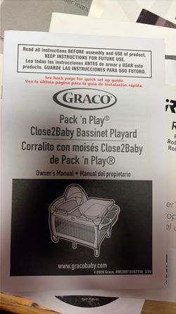 Graco Pack 'n Play Close2Baby Bassinet Playard Manual