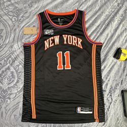 Jalen Brunson Jersey Black New York Knicks Large #11