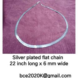 silver plated flat chain 22Lx6mmW